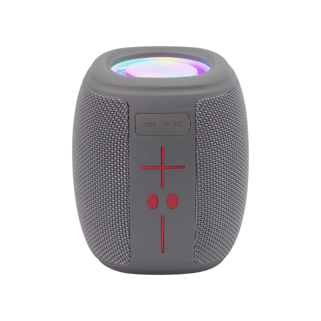 Bocina Portátil TWS con luz LED y reproductor de USB gris MISIK