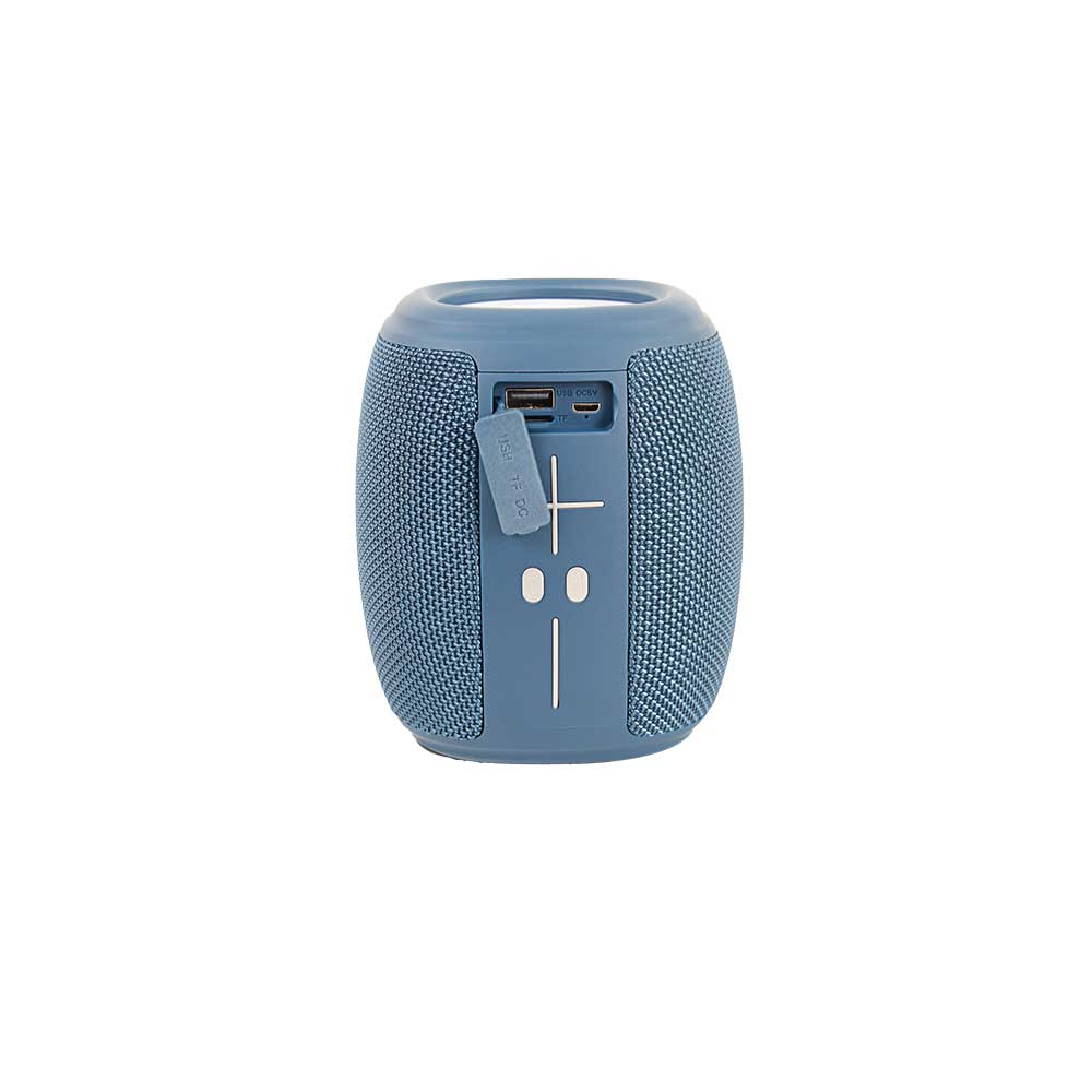 Altavoz bluetooth portátil azul, cargador micro USB